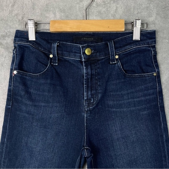 J. Brand Alana High Rise Crop Skinny Pants Dark Denim Raw Hem - Size 27 - Picture 2 of 13